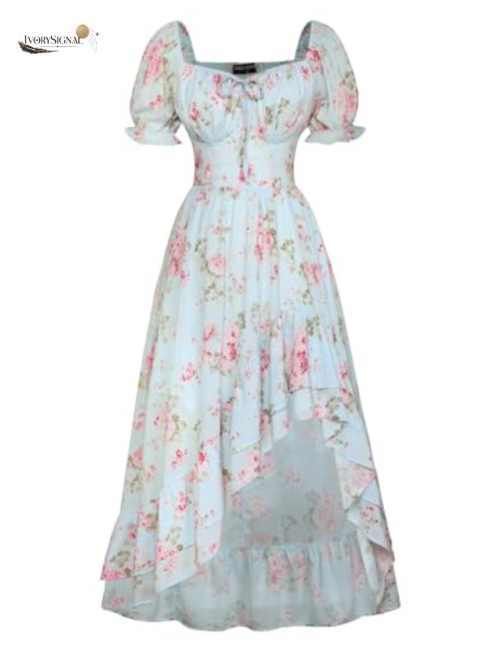 Corset Maxi Dress Chiffon Off Shoulder Puff Sleeve Wedding Guest